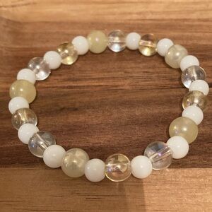 Handmade White and Yellow Beaded Bracelet